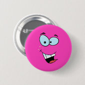 Laughing Face Bright Pink Ronde Button 5,7 Cm (Voorkant /achterkant)