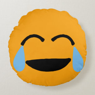 Laughing Face Funny Oranje Emoticon Emojii Rond Kussen