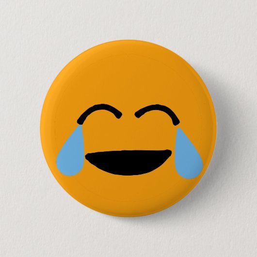 Laughing Face Funny Oranje Emoticon Emojii Ronde Button 5,7 Cm (Voorkant)