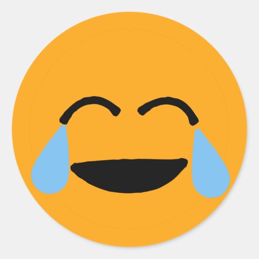 Laughing Face Funny Oranje Emoticon Emojii Ronde Sticker (Voorkant)