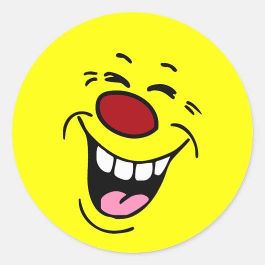 Laughing Face Grumpey Ronde Sticker (Voorkant)