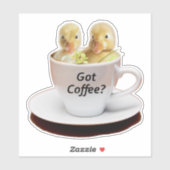 Laughing Funny Coffee Meme Cute Chicks Chickens Sticker (Vel)