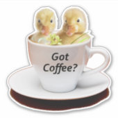Laughing Funny Coffee Meme Cute Chicks Chickens Sticker (Voorkant)