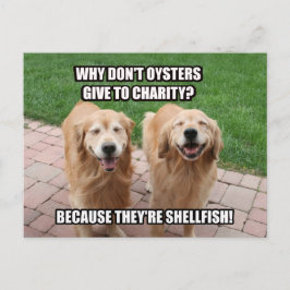 Laughing Golden Retriever Funny Shellfish Joke Briefkaart