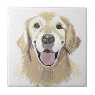 Laughing Golden Retriever Tegeltje