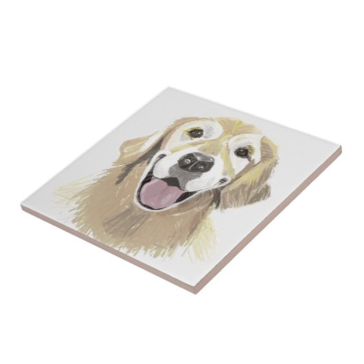 Laughing Golden Retriever Tegeltje (Zijkant)