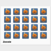 Laughing Halloween Pumpkin Custom Text Vierkante Sticker (Vel)