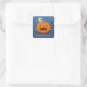 Laughing Halloween Pumpkin Custom Text Vierkante Sticker (Tas)