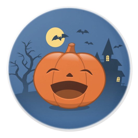 Laughing Halloween Pumpkin Keramische Knop (Voorkant)