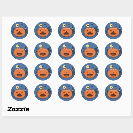 Laughing Halloween Pumpkin Ronde Sticker (Vel)