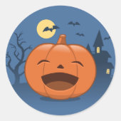 Laughing Halloween Pumpkin Ronde Sticker (Voorkant)