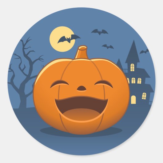 Laughing Halloween Pumpkin Ronde Sticker (Voorkant)