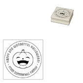 Laughing Halloween Pumpkin Round Message Rubberstempel (Gestempeld)