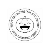 Laughing Halloween Pumpkin Round Message Rubberstempel (Afrduk)