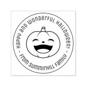 Laughing Halloween Pumpkin Round Message Zelfinktende Stempel (Design)