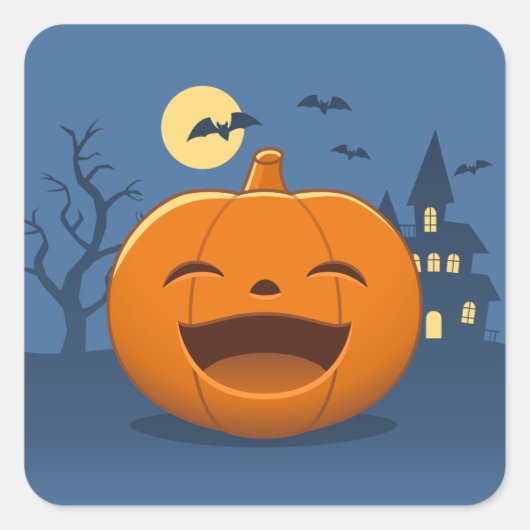 Laughing Halloween Pumpkin Vierkante Sticker (Voorkant)
