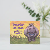 Laughing Hippo Art Briefkaart (Staand voorkant)