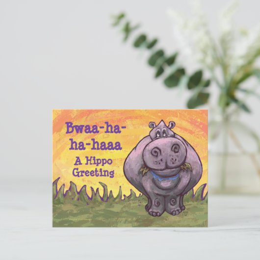 Laughing Hippo Art Briefkaart (Staand voorkant)