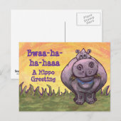 Laughing Hippo Art Briefkaart (Voorkant / Achterkant)