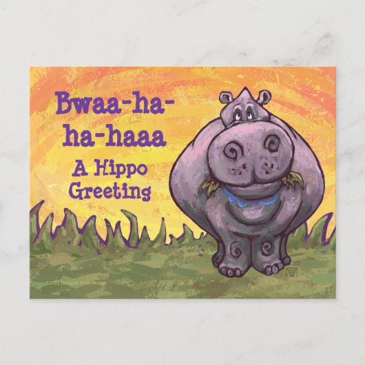 Laughing Hippo Art Briefkaart (Voorkant)