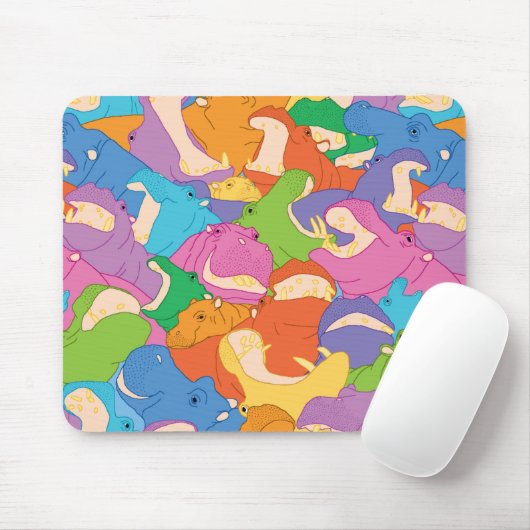 Laughing Hippos - bright colours Muismat (Met muis)