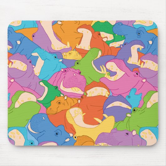 Laughing Hippos - bright colours Muismat (Voorkant)