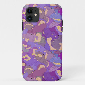 Laughing Hippos - purple iPhone 11 Hoesje
