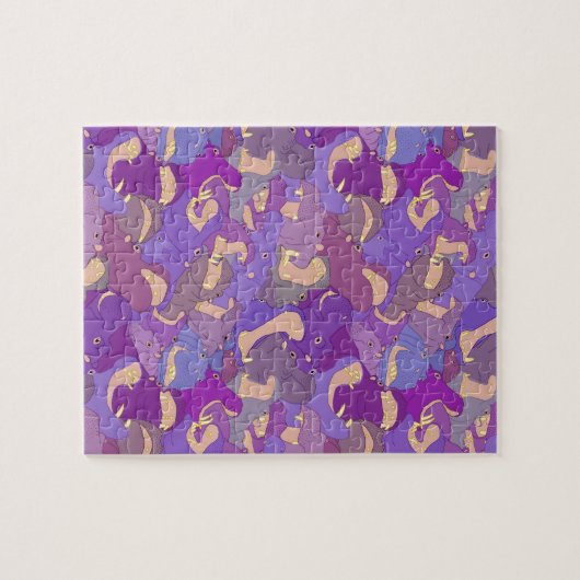 Laughing Hippos - purple Legpuzzel (Horizontaal)