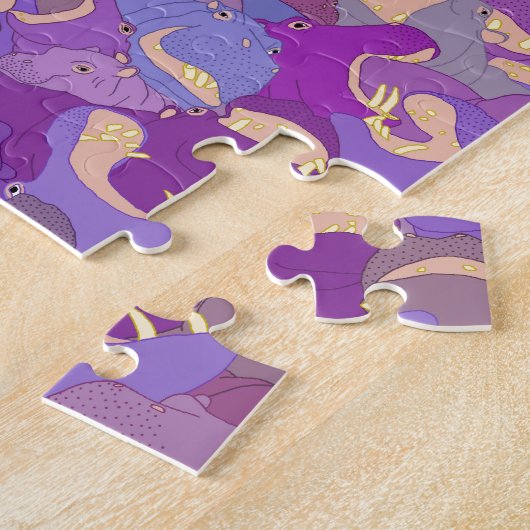 Laughing Hippos - purple Legpuzzel (Zijkant)