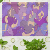 Laughing Hippos - purple Theedoek (Gevouwen)