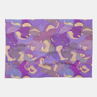 Laughing Hippos - purple Theedoek