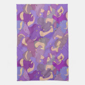 Laughing Hippos - purple Theedoek (Verticaal)