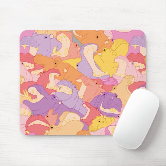 Laughing Hippos - warm colours Muismat (Met muis)