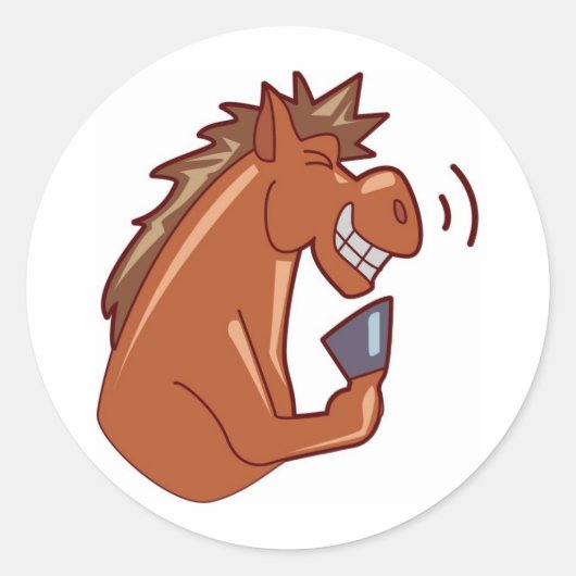 Laughing Horse Ronde Sticker (Voorkant)