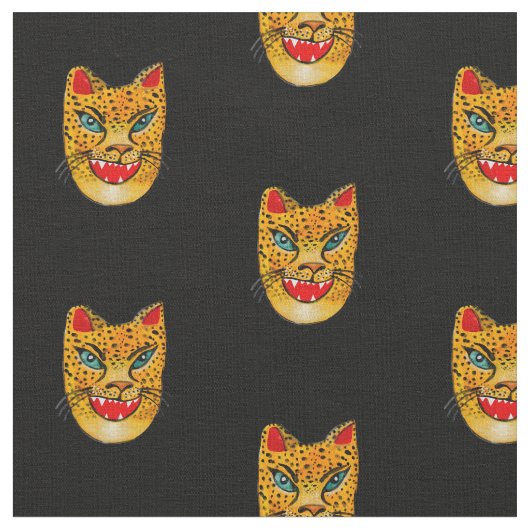 Laughing Jaguar Waterverf Black Stof (Close Up)