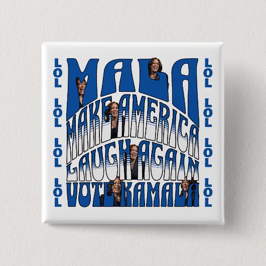 Laughing Kamala Vierkante Button 5,1 Cm (Voorkant)