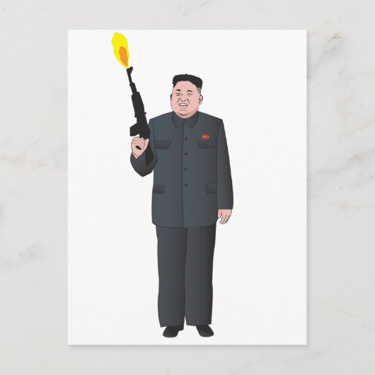 Laughing Kim Jong-un vuurt een pistool in de lucht Briefkaart (Voorkant)