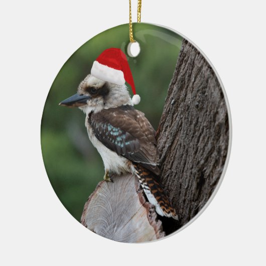 Laughing Kookaburra Bird Kerstrode kerstkerstkerst Keramisch Ornament (Links)
