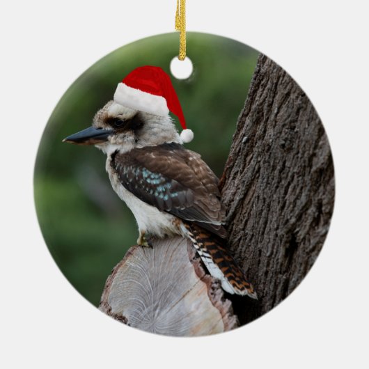 Laughing Kookaburra Bird Kerstrode kerstkerstkerst Keramisch Ornament (Achterkant)