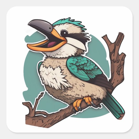 Laughing Kookaburra Vierkante Sticker (Voorkant)