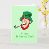 Laughing Leprechaun St Patrick's Day Kaart (Gele Bloem)