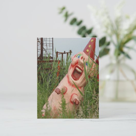 Laughing Pig Briefkaart (Staand voorkant)