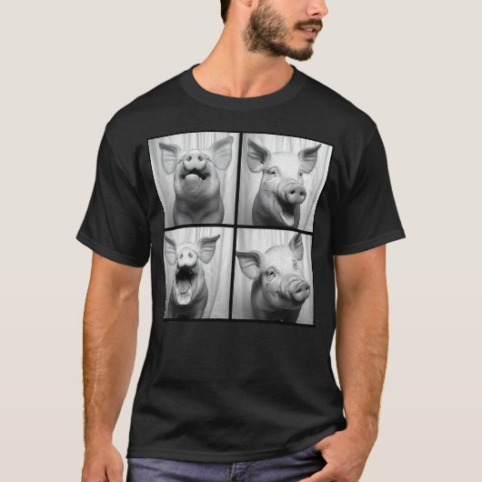 Laughing Pig Lover Retro Portrait Hog Farmer Funny T-shirt (Voorkant)