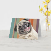 Laughing Pug personaliseerbaar wenskaart Kaart (Gele Bloem)