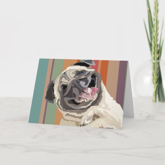 Laughing Pug personaliseerbaar wenskaart Kaart (Voorkant)