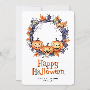 Laughing Pumpkins Ghosts Happy Halloween Kaart