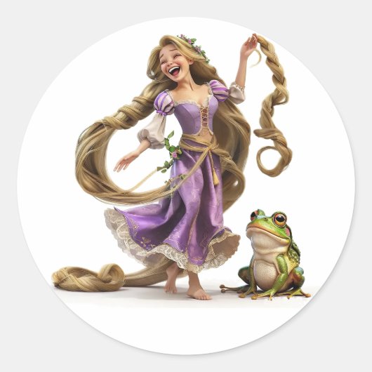 Laughing Rapunzel Ronde Sticker (Voorkant)