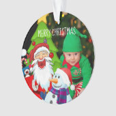 Laughing Santa and Snowman Christmas Baby Photo Ornament (voorkant)