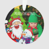 Laughing Santa and Snowman Christmas Baby Photo Ornament (voorkant)