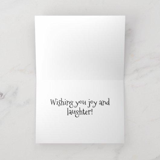 Laughing Santa Reindeer Lab Folded Folie Feestdagenkaart (Binnenlaag)